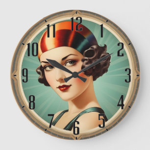 Art Deco-flicka Stor Klocka