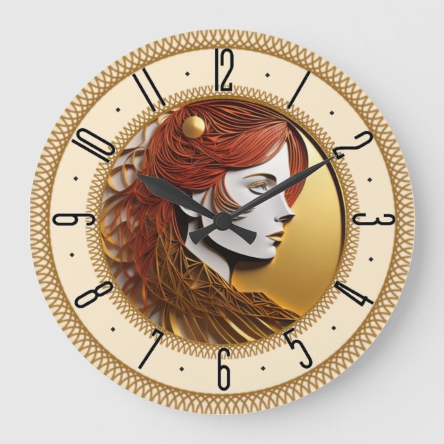 Art Deco-flicka Stor Klocka (Framsida)