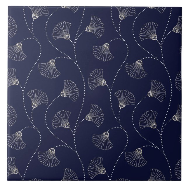 Art Deco Floral Fan Pattern  Kakelplatta (Framsidan)