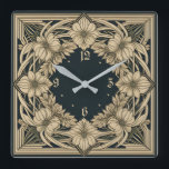 Art Deco Flower Fyrkantig Klocka<br><div class="desc">Underbar klockdesign. Du kommer att kärlek det som andra. Du kan fritt använda den här designen för andra produkter som du gillar eller anpassa och lägga till texten. Följ mig för mer. Tack. Ha en trevlig dag.</div>