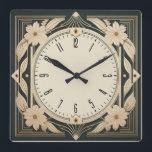Art Deco Flower Fyrkantig Klocka<br><div class="desc">Underbar klockdesign. Du kommer att kärlek det som andra. Du kan fritt använda den här designen för andra produkter som du gillar eller anpassa och lägga till texten. Följ mig för mer. Tack. Ha en trevlig dag.</div>
