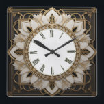 Art Deco Flower Fyrkantig Klocka<br><div class="desc">Underbar klockdesign. Du kommer att kärlek det som andra. Du kan fritt använda den här designen för andra produkter som du gillar eller anpassa och lägga till texten. Följ mig för mer. Tack. Ha en trevlig dag.</div>