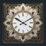 Art Deco Flower Fyrkantig Klocka<br><div class="desc">Underbar klockdesign. Du kommer att kärlek det som andra. Du kan fritt använda den här designen för andra produkter som du gillar eller anpassa och lägga till texten. Följ mig för mer. Tack. Ha en trevlig dag.</div>