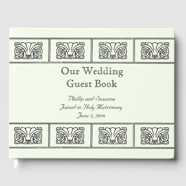 Art Deco Flower Gräns Bröllop med bibelverser Gästböcker (Framsida)