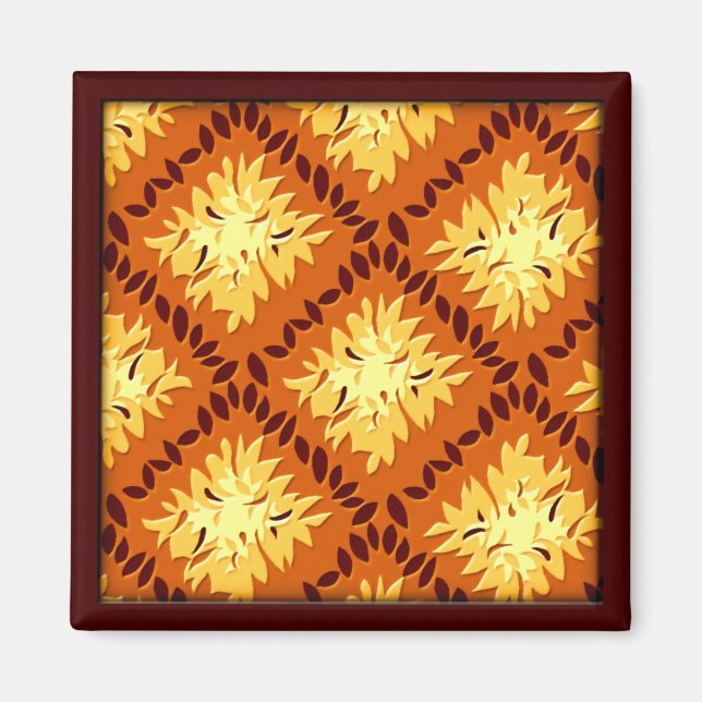 Art Deco Flower Rrid - Pumpkin (magnet) Magnet (Framsidan)