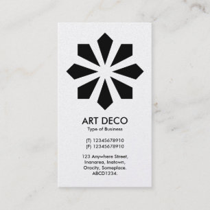 Art Deco Flower Star - vit front, svart bak Visitkort