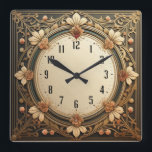 Art Deco Flowers Fyrkantig Klocka<br><div class="desc">Underbar klockdesign. Du kommer att kärlek det som andra. Du kan fritt använda den här designen för andra produkter som du gillar eller anpassa och lägga till texten. Följ mig för mer. Tack. Ha en trevlig dag.</div>