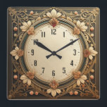 Art Deco Flowers Fyrkantig Klocka<br><div class="desc">Underbar klockdesign. Du kommer att kärlek det som andra. Du kan fritt använda den här designen för andra produkter som du gillar eller anpassa och lägga till texten. Följ mig för mer. Tack. Ha en trevlig dag.</div>
