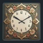 Art Deco Flowers Fyrkantig Klocka<br><div class="desc">Underbar klockdesign. Du kommer att kärlek det som andra. Du kan fritt använda den här designen för andra produkter som du gillar eller anpassa och lägga till texten. Följ mig för mer. Tack. Ha en trevlig dag.</div>