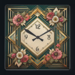 Art Deco Flowers Fyrkantig Klocka<br><div class="desc">Underbar klockdesign. Du kommer att kärlek det som andra. Du kan fritt använda den här designen för andra produkter som du gillar eller anpassa och lägga till texten. Följ mig för mer. Tack. Ha en trevlig dag.</div>