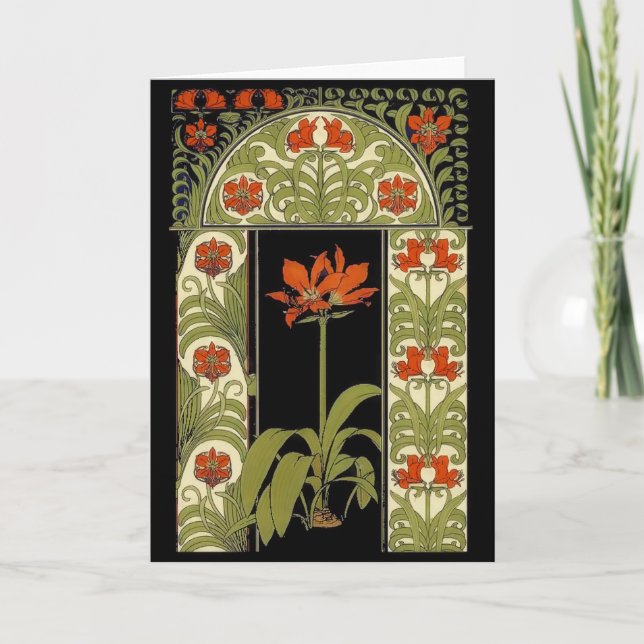 Art Deco Flowers Greeting Card Kort (Framsida)