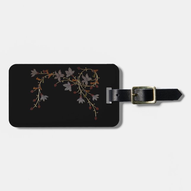 Art Deco Flowers On Black Bagagebricka (Horisontell Framsida)