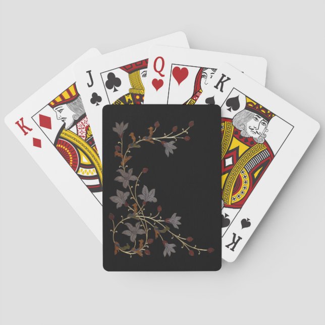 Art Deco Flowers On Black Casinokort (Baksidan)