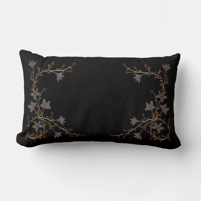 Art Deco Flowers On Black Lumbarkudde (Framsida)
