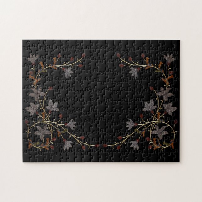 Art Deco Flowers On Black Pussel (Horisontell)
