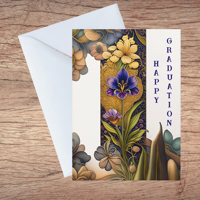 Art Deco Flowers Studenten Grattisar Kort (Skapare uppladdad)