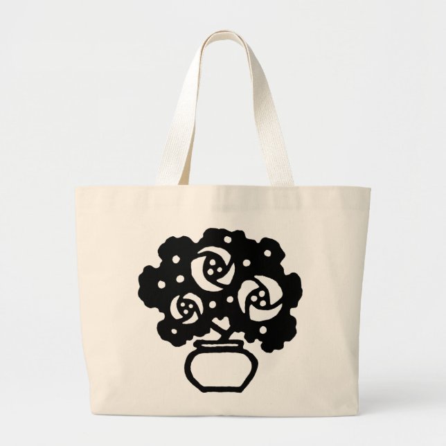 Art Deco Flowers Totebag Jumbo Tygkasse (Framsidan)