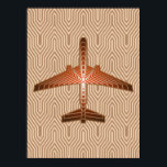 Art Deco-flygplan, Bronze, Guld och Rust Brown Poster<br><div class="desc">Skriv ut i en Art Deco-inspirerad idé om en futuristiska flygplan,  i en strimlad,  silkesaktig övertoning av brons/rost brun,  accentuerad med mjuk guld,  på en beige och tan,  dekobakgrund</div>