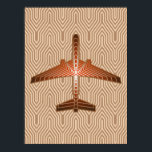 Art Deco-flygplan, Bronze, Guld och Rust Brown Poster<br><div class="desc">Skriv ut i en Art Deco-inspirerad idé om en futuristiska flygplan,  i en strimlad,  silkesaktig övertoning av brons/rost brun,  accentuerad med mjuk guld,  på en beige och tan,  dekobakgrund</div>