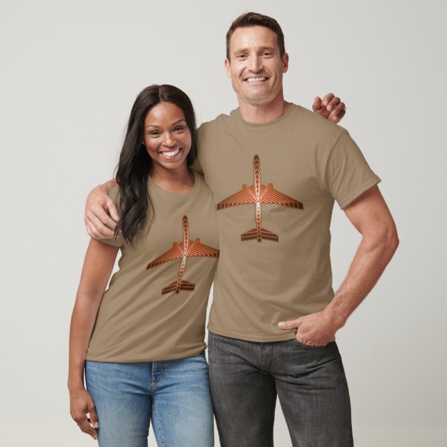 Art Deco-flygplan, Bronze, Guld och Rust Brown Tee Shirt (Unisex)