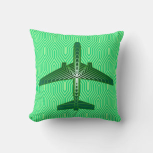 Art Deco-flygplan, Emerald and Jade-Grönt Kudde