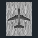 Art Deco-flygplan, grafit och Silver Grått Poster<br><div class="desc">Skriv ut i en Art Deco-inspirerad idé om en futuristiska flygplan,  i en strimmig,  silkesfärgad gradient av silver till djupgrafitgrått / grått,  mot en ljus och djup grått från silver,  dekabakgrund</div>