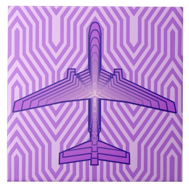 Art Deco-flygplan, Violet Lila och Lavender Kakelplatta (Framsidan)