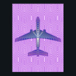 Art Deco-flygplan, Violet Lila och Silver Grått Poster<br><div class="desc">Skriv ut i en Art Deco-inspirerad idé om en futuristiska flygplan,  i en strimmig,  silkesfärgad övertoning av lera till djup violett lila,  med band av silver grått / grått,  på en pastelllilak och en dekobakgrund.</div>