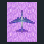 Art Deco-flygplan, Violet Lila och Silver Grått Poster<br><div class="desc">Skriv ut i en Art Deco-inspirerad idé om en futuristiska flygplan,  i en strimmig,  silkesfärgad övertoning av lera till djup violett lila,  med band av silver grått / grått,  på en pastelllilak och en dekobakgrund.</div>