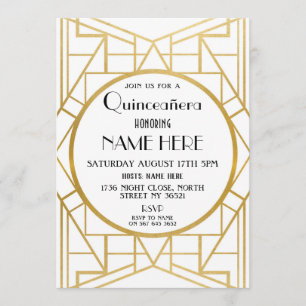 Art Deco Födelsedagsfest Quinceanera Gatsby 1920 Inbjudningar