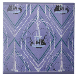 Art Deco Fontän in Blue Kakelplatta