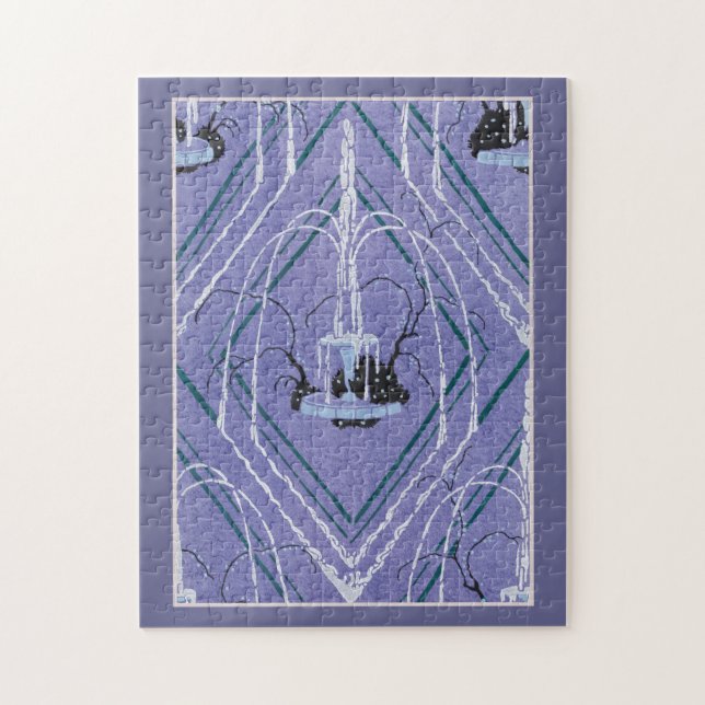 Art Deco Fontän in Blue Pussel (Vertikal)