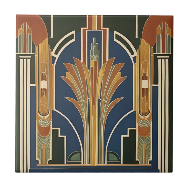 Art Deco fontän keramisk kakel (Framsidan)
