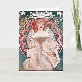 Art déco för dam för Mucha Champenois paris Kort