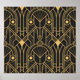 Art Deco för moderna geometriska plattor Poster