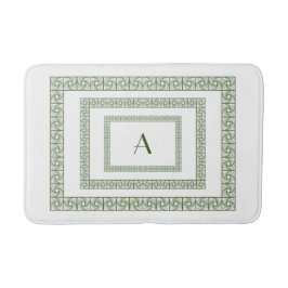 Art Deco Forest Green Border on white Bath Mat Badrumsmatta