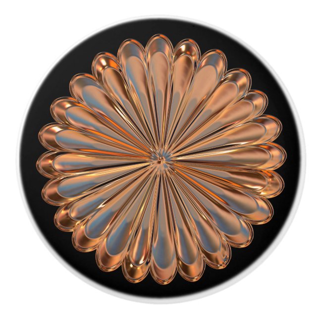 Art déco förkopprar och svärtar blommamedaljongen knopp (Framsidan)