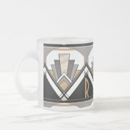 Art Deco Förtjusande Mönster Personlig Initial Frostad Glasmugg