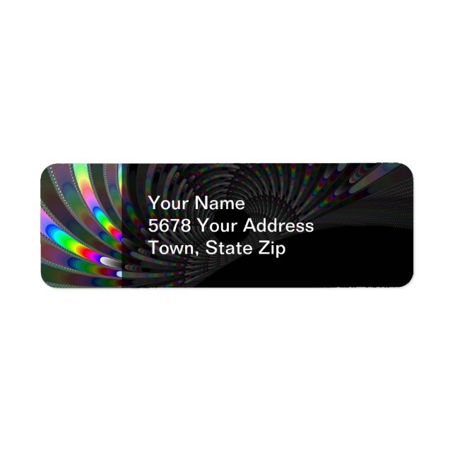 Art Deco Fractal Returadress Etikett (Framsidan)