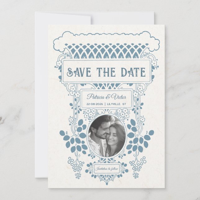 Art Deco Frame save the Date Spara Datumet (Framsida)
