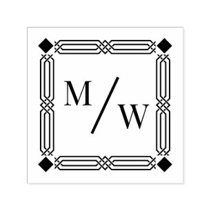 Art Deco från par 2 första monogramsmellanrum Självfärgande Stämpel
