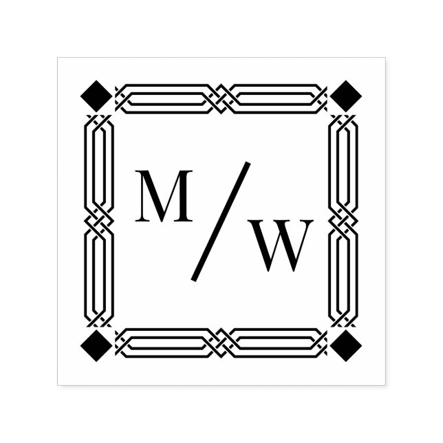 Art Deco från par 2 första monogramsmellanrum Självfärgande Stämpel (Design)