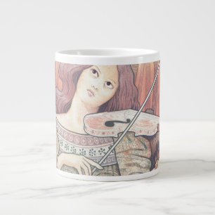 Art Deco Fransk Woman med Violin Music Älskare Jumbo Mugg