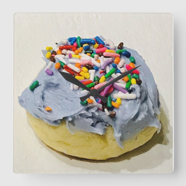 Art Deco Frostat Sockerkakeklocket Fyrkantig Klocka (Framsida)