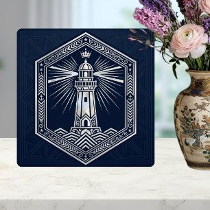 Art Deco fyr sjöfart silver design Kakelplatta