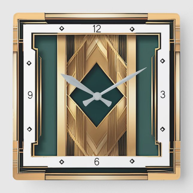 Art Deco Fyrkantig Klocka (Framsida)