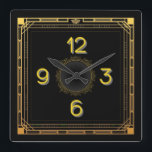 Art deco fyrkantig klocka<br><div class="desc">Underbar och högkvalitativ utformning. Du kommer att kärlek det som andra. Du kan fritt använda den här designen för andra produkter som du gillar eller lägga till text. Tack.</div>