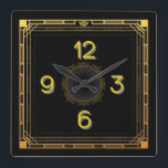 Art deco fyrkantig klocka<br><div class="desc">Underbar och högkvalitativ utformning. Du kommer att kärlek det som andra. Du kan fritt använda den här designen för andra produkter som du gillar eller lägga till text. Tack.</div>