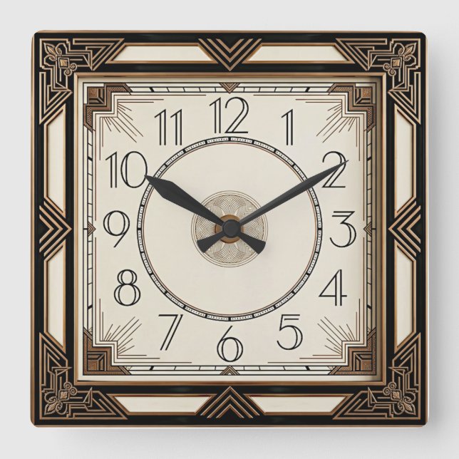 Art Deco Fyrkantig Klocka (Framsida)