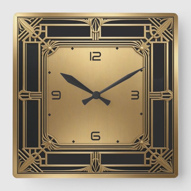 Art Deco Fyrkantig Klocka (Framsida)
